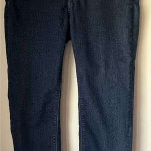 NYDJ Women's Petite Dark Blue Denim Jeans Cotton Blend Zip Button 5-Pocket